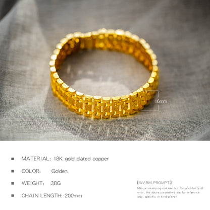 Rockyu メンズ ブレスレット 幅広 18K ゴールド ステンレス おしゃれ ジュエリー 豪華 ゴールドカラー シルバー選択可