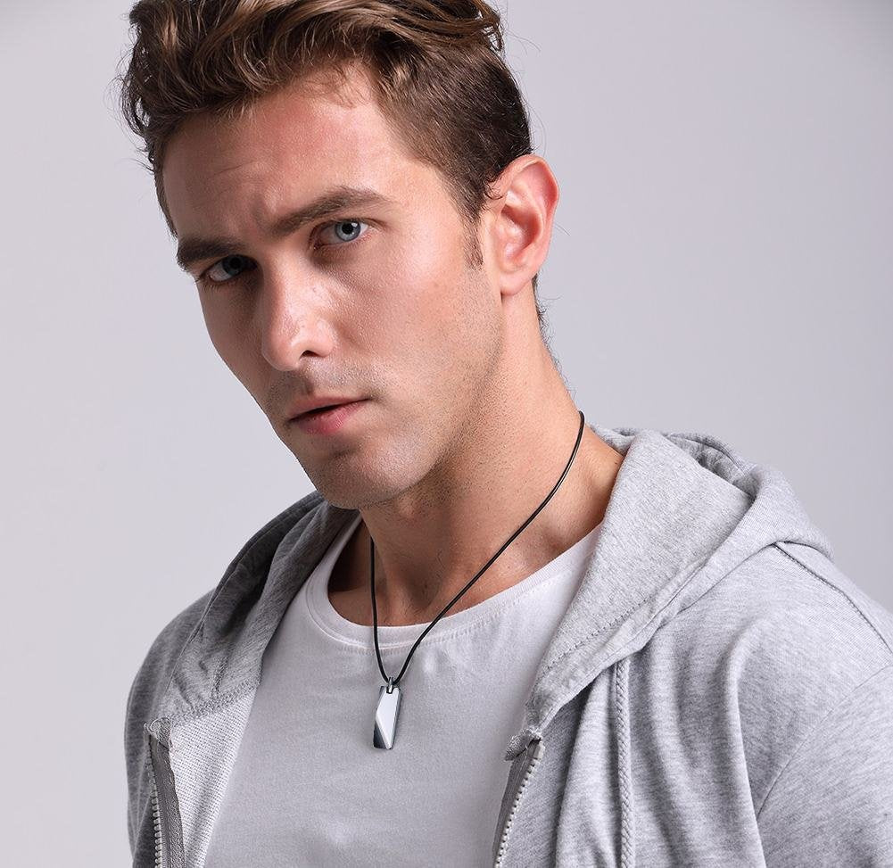 Rockyu ネックレス メンズ タングステン 幾何プレート ミラー仕上げ