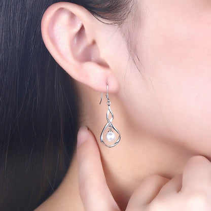 Rockyu ピアス レディース シルバー925 フック パール ひょうたんデザイン 真珠