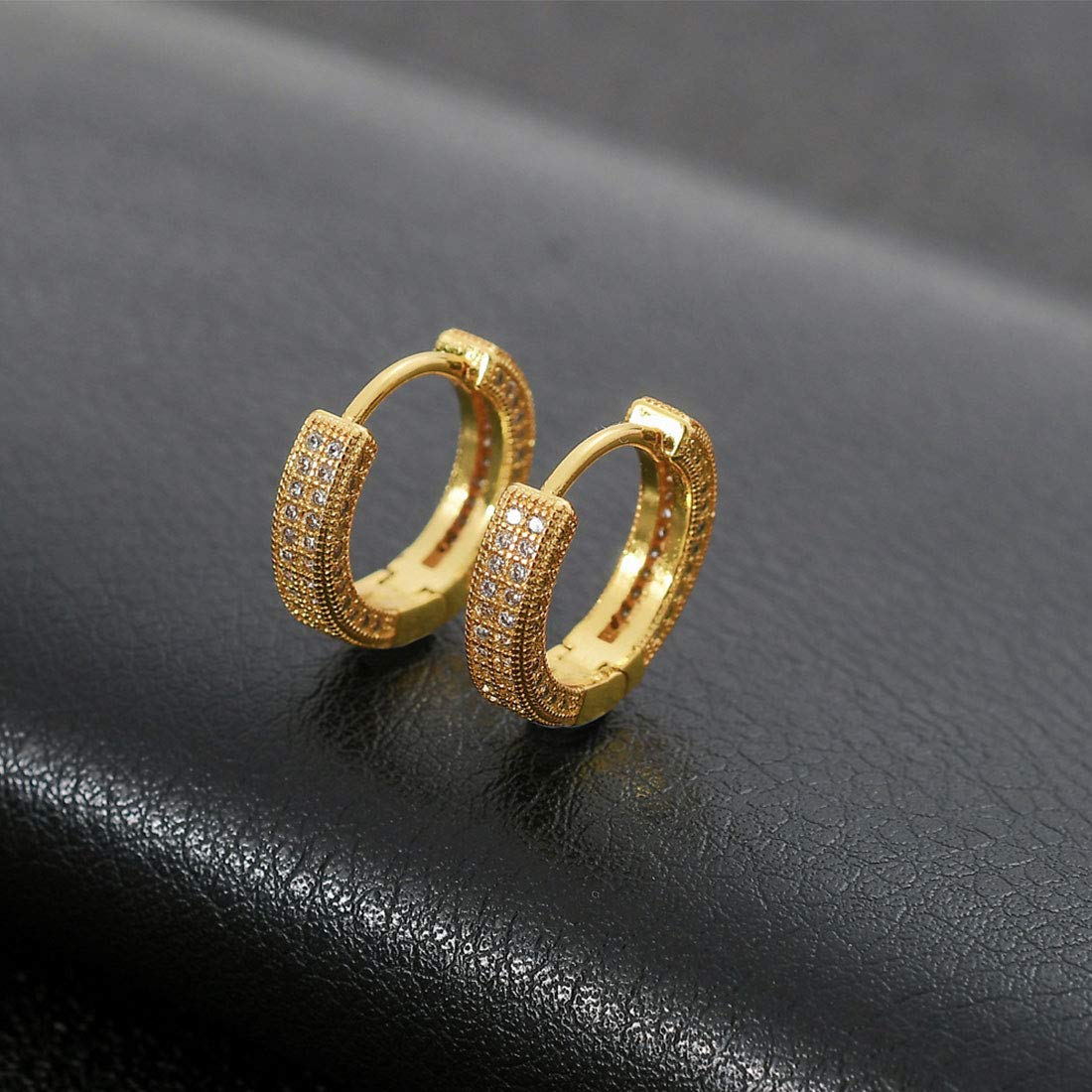 Rockyu フープピアス レディース ジルコニア シルバー＆ゴールド ヒップホップスタイル