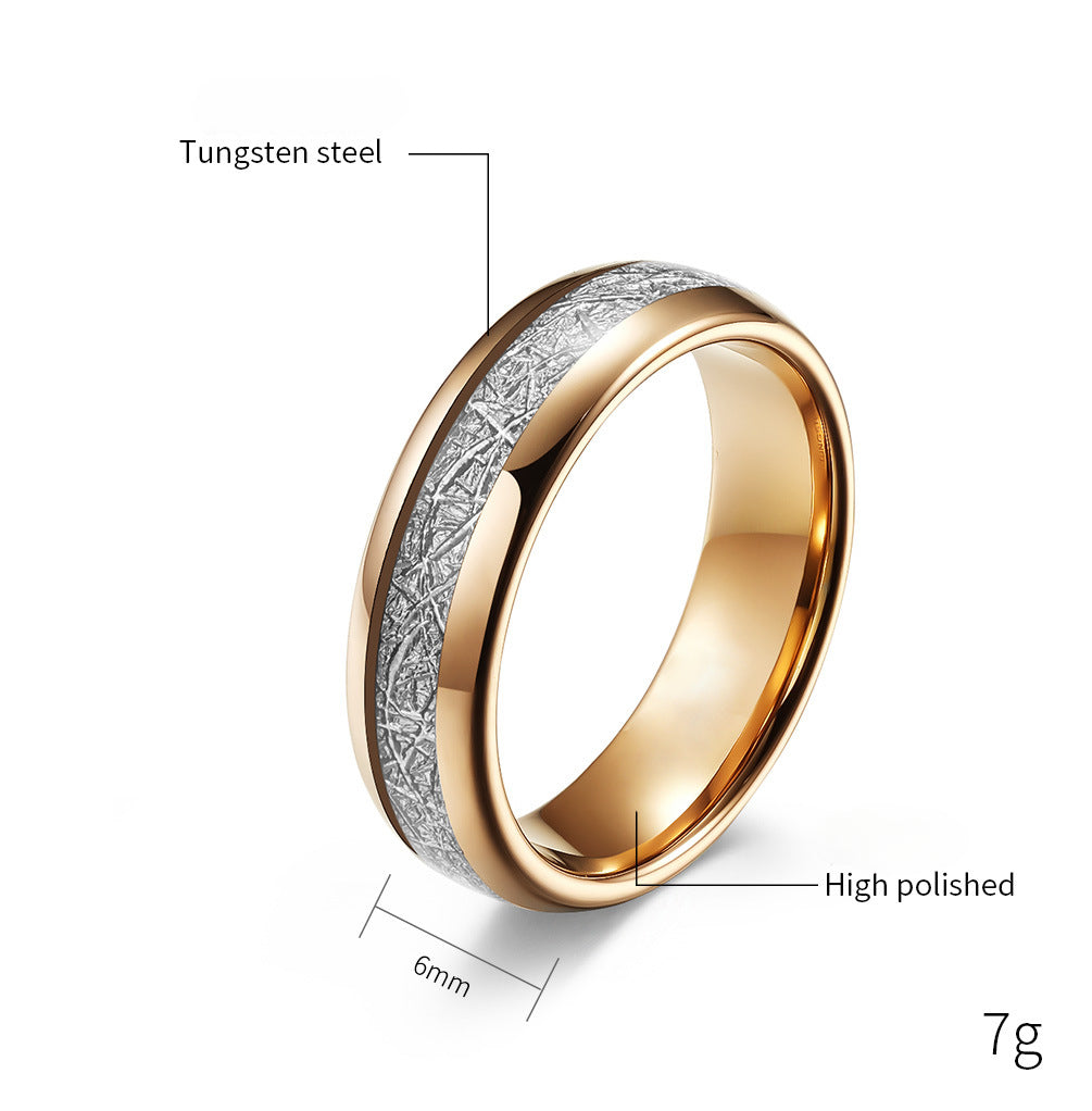 Rockyu タングステン 圧紋デザインリング メンズ レディース 指輪 ゴールド×シルバー 4mm 6mm 8mm 幅 金属アレルギー対応