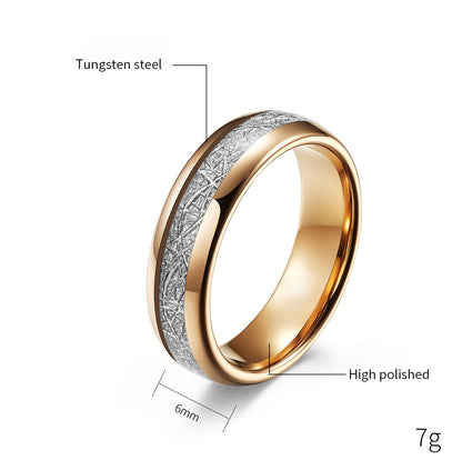 Rockyu タングステン 圧紋デザインリング メンズ レディース 指輪 ゴールド×シルバー 4mm 6mm 8mm 幅 金属アレルギー対応
