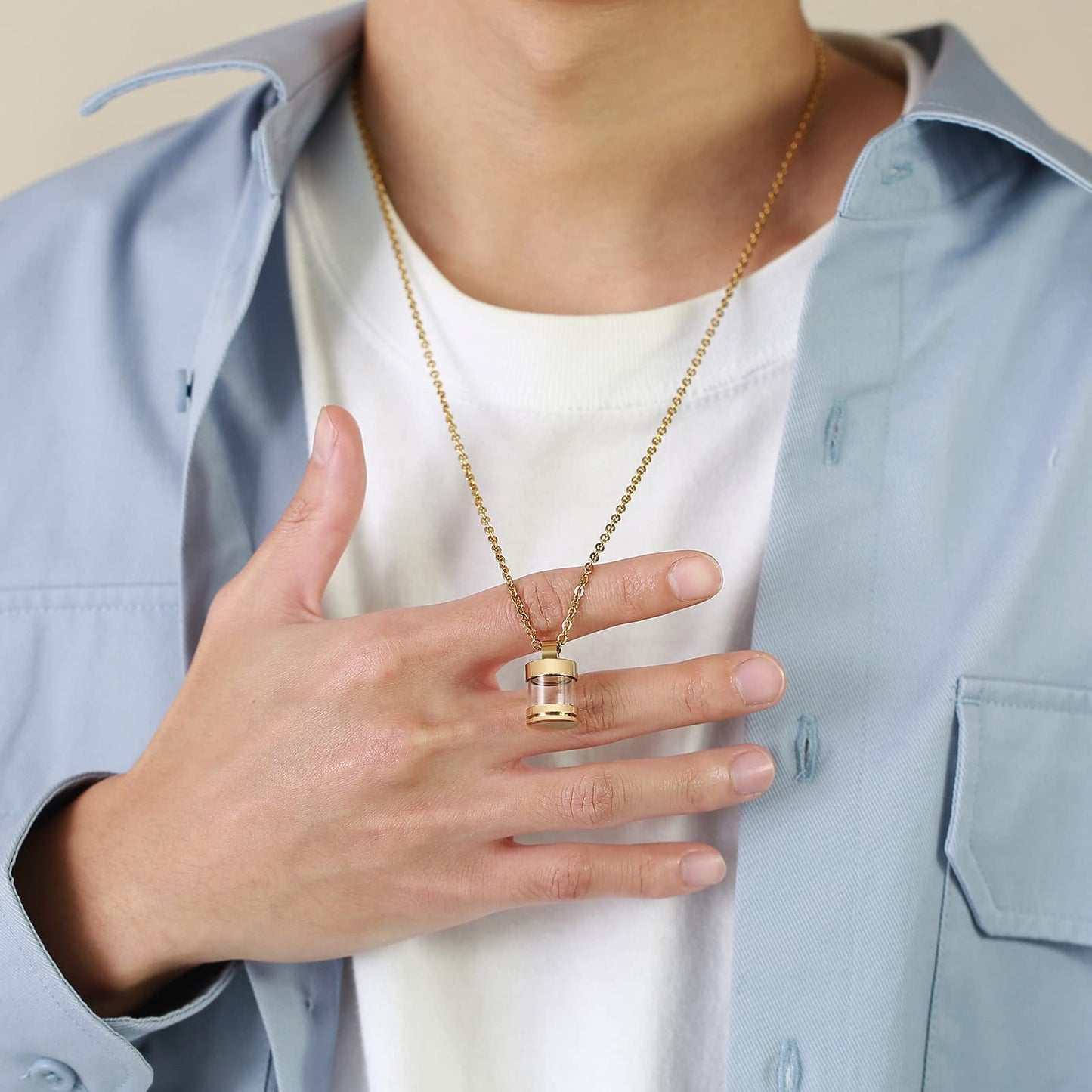 Rockyu 円筒型メモリアルネックレス メンズ レディース