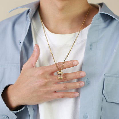 Rockyu 円筒型メモリアルネックレス メンズ レディース