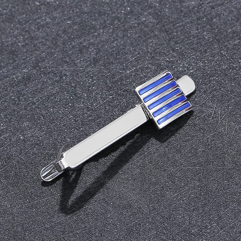 Rockyu ネクタイピン メンズ シルバー エナメル ストライプ 正方形 ビジネス 紳士