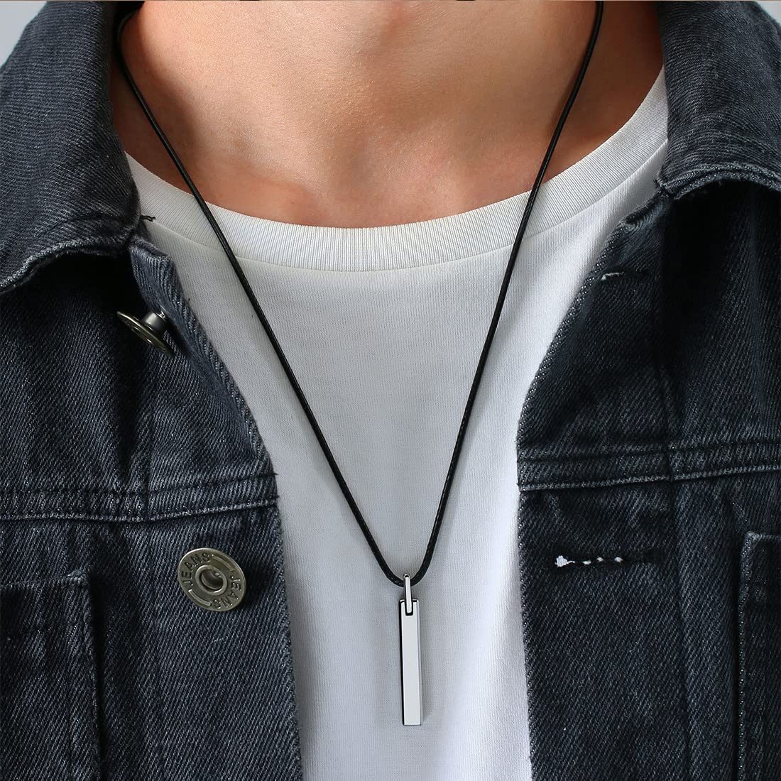 Rockyu バーネックレス メンズ タングステン 鏡面仕上げ スティックペンダント アレルギー対応