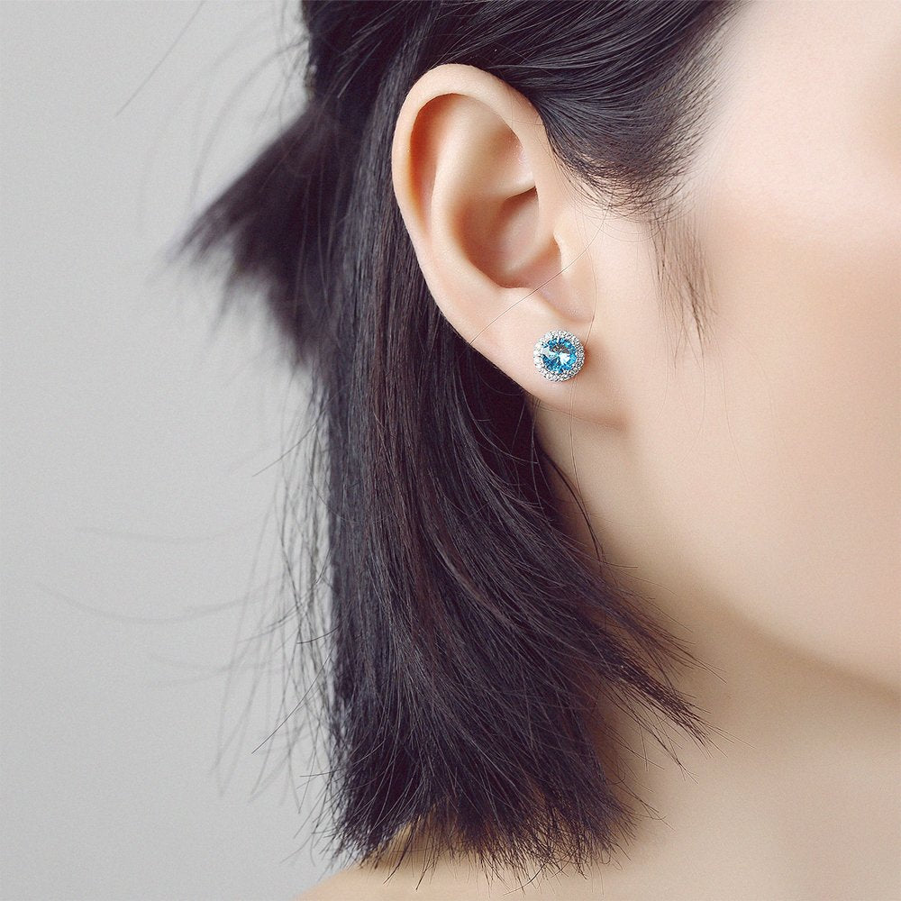 Rockyu ピアス レディース スタッド 一粒ジルコニア 丸型 シルバー キャッチ付き