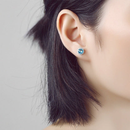 Rockyu ピアス レディース スタッド 一粒ジルコニア 丸型 シルバー キャッチ付き