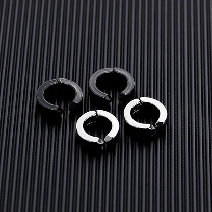 Rockyu ピアス メンズ フェイク フープ チタン製 シルバー&カラーバリエ 穴不要 光面リングイヤリング