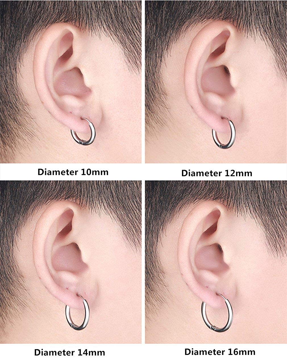 Rockyu フープピアス メンズ レディース 中折れ式 ステンレス 8mm〜20mm アレルギーフリー