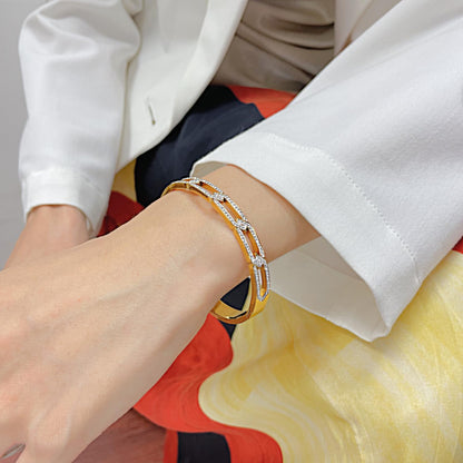 バングル レディース ゴールド シルバー ステンレス 金属アレルギー対応 ジルコニア 透かしデザイン