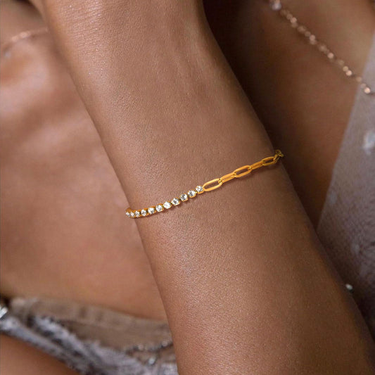 ブレスレット レディース ブランド ゴールド 小方形 正方形 ジルコニアチェーンブレスレット 心形ペンダント ステンレス 金属アレルギー対応 細い おしゃれ 恋人の日 誕生日 プレゼント