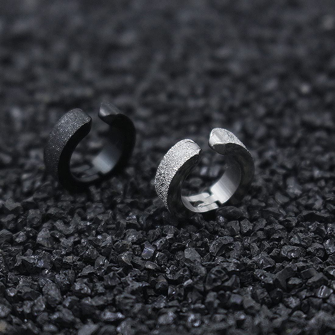 Rockyu ピアス メンズ レディース チタン フープ リング フェイク イヤリング 金属アレルギー対応