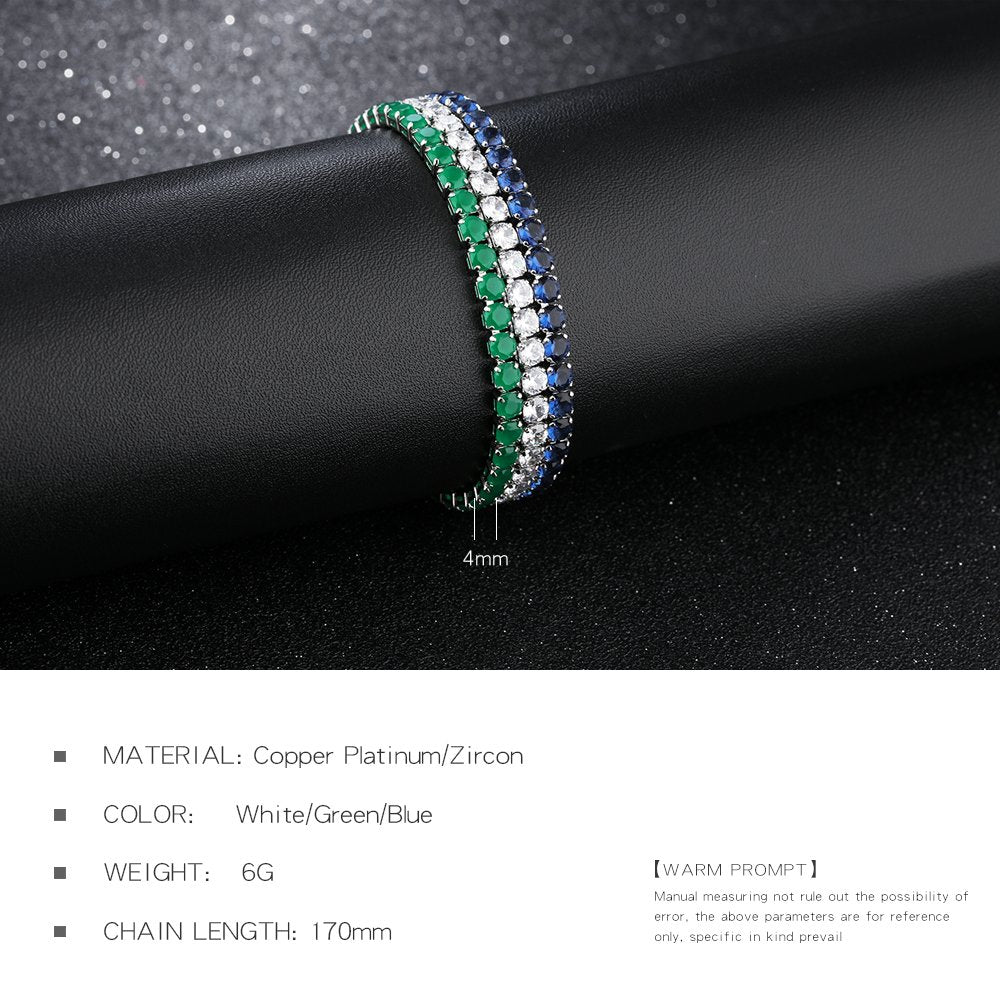 グリーンテニスブレスレット｜繊細にきらめく細身チェーン レディースジュエリー