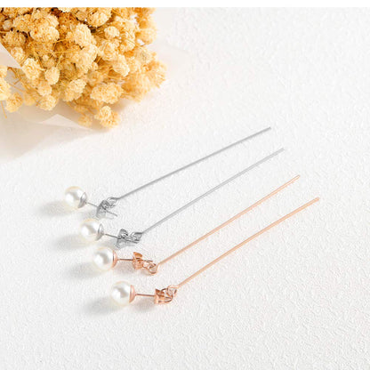 Rockyu パールチェーンピアス ステンレス ゴールド シルバー レディース