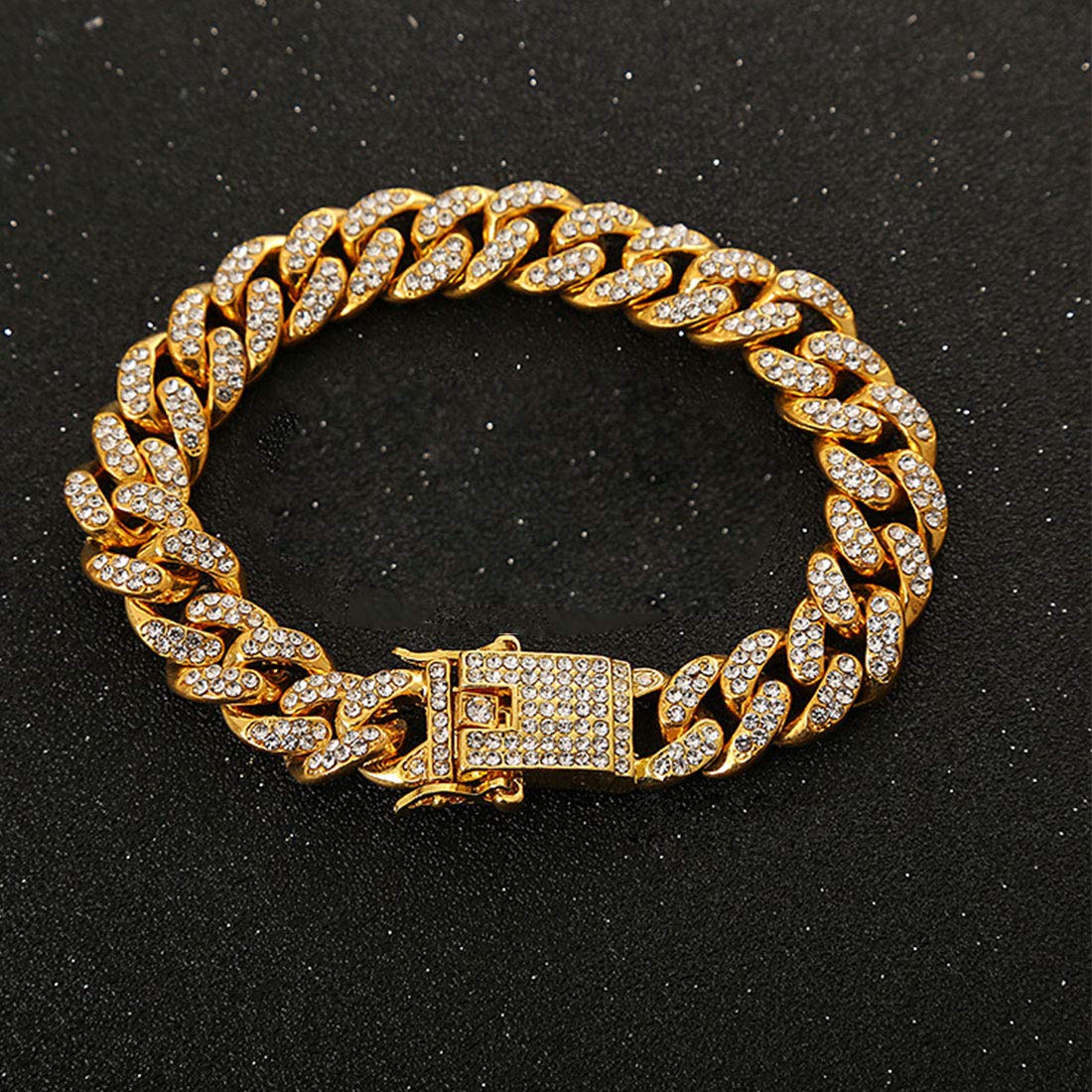 Rockyu 12mm キューバンチェーンブレスレット メンズ – ジルコニア煌めく喜平チェーン（全6種）