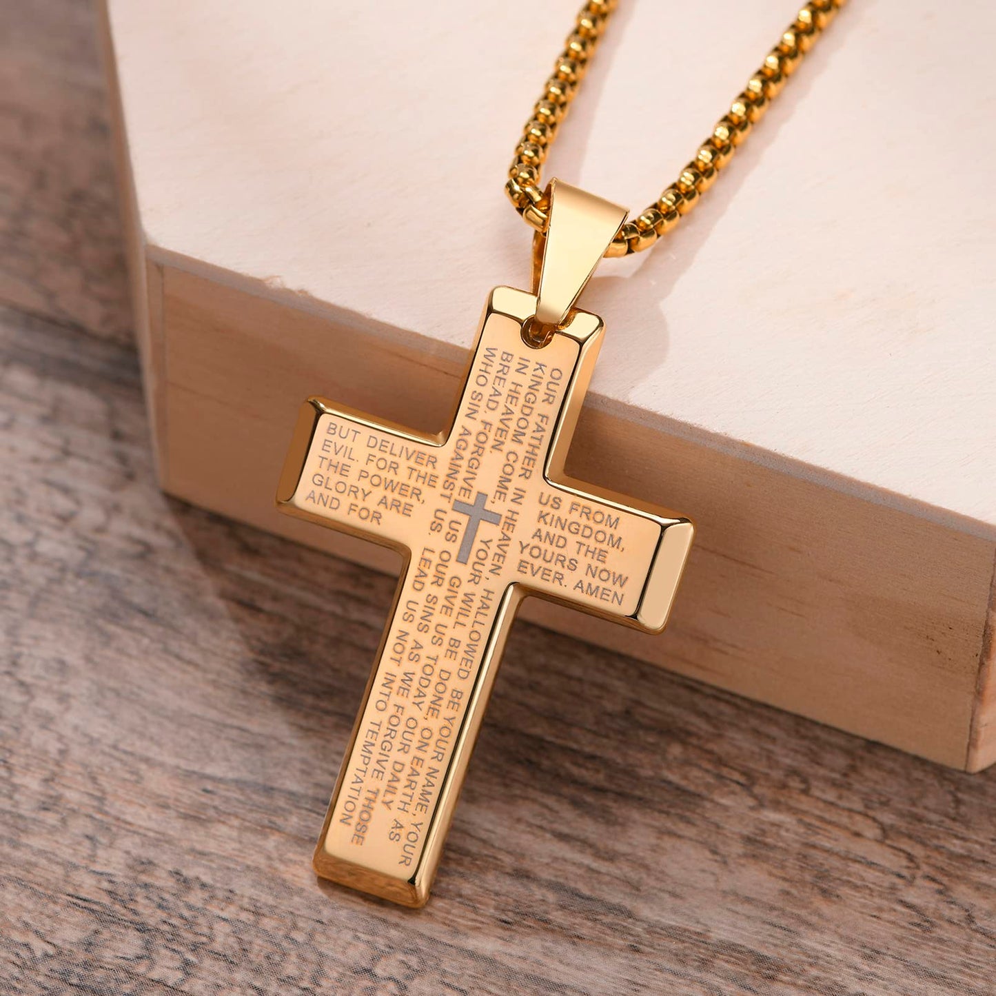 Rockyu クロスネックレス ステンレス メンズ ゴールド ブラック シルバー ペンダント