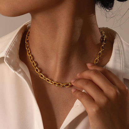Rockyu ネックレス レディース ゴールド＆シルバー ステンレススチール チェーン チョーカー 調整可能 太め ファッションアクセサリー