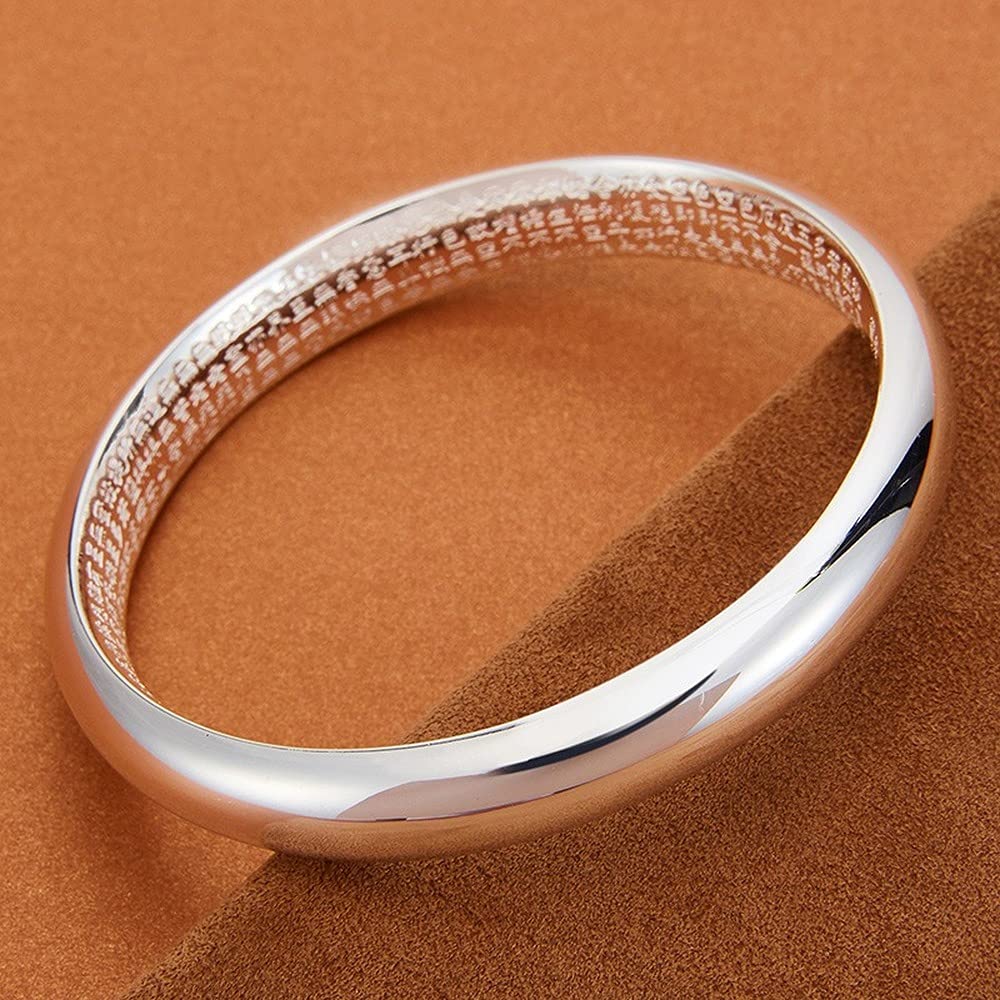 Rockyu バングル レディース シルバー 純銀風 六字真言 刻印 厄除けブレスレット