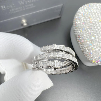 Rockyu スネークリング レディース フリーサイズ ジルコニア 蛇指輪 金属アレルギー対応