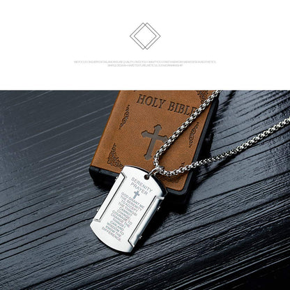 Rockyu 軍牌ネックレス ステンレス製 クロス刻印 セレニティプレイヤー 60cmチェーン