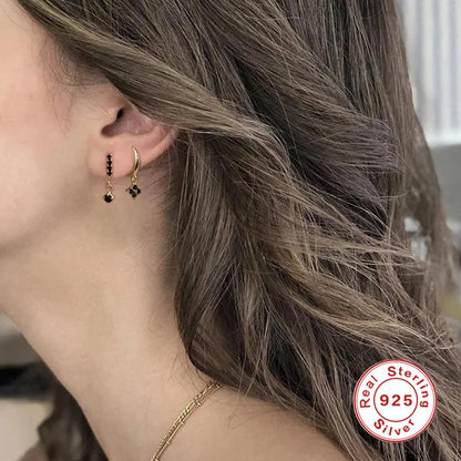 Rockyu ピアス レディース フープ 揺れる 雫型 ジルコニア シルバー925 金属アレルギー対応