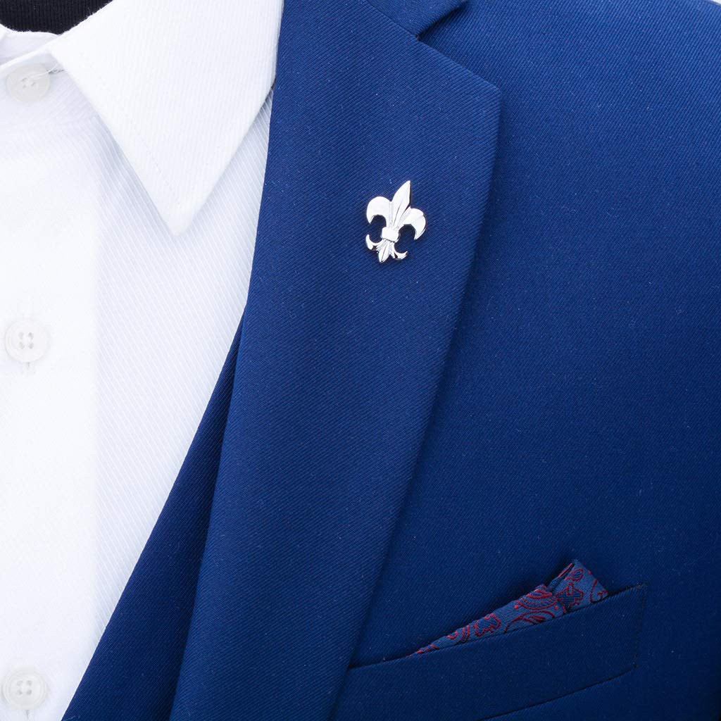 Rockyu ブローチ メンズ レディース 百合の花 シルバー クリスタル スーツアクセサリー