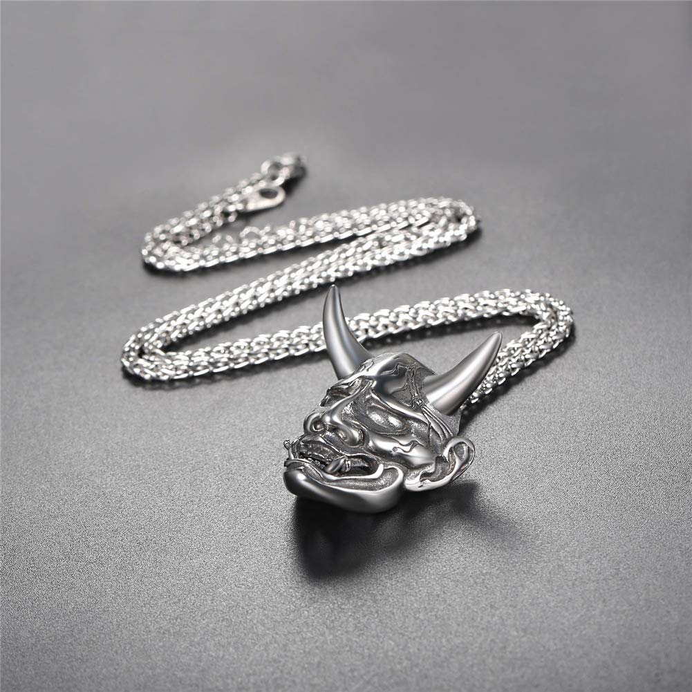 Rockyu 般若ネックレス メンズ｜鬼面デザイン 316Lステンレス 3色展開