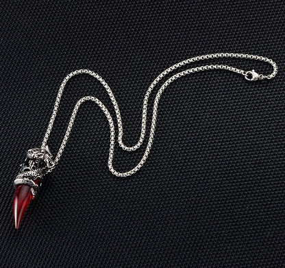 Rockyu メンズネックレス ドラゴンペンダント 牙モチーフ ステンレス製 金属アレルギー対応