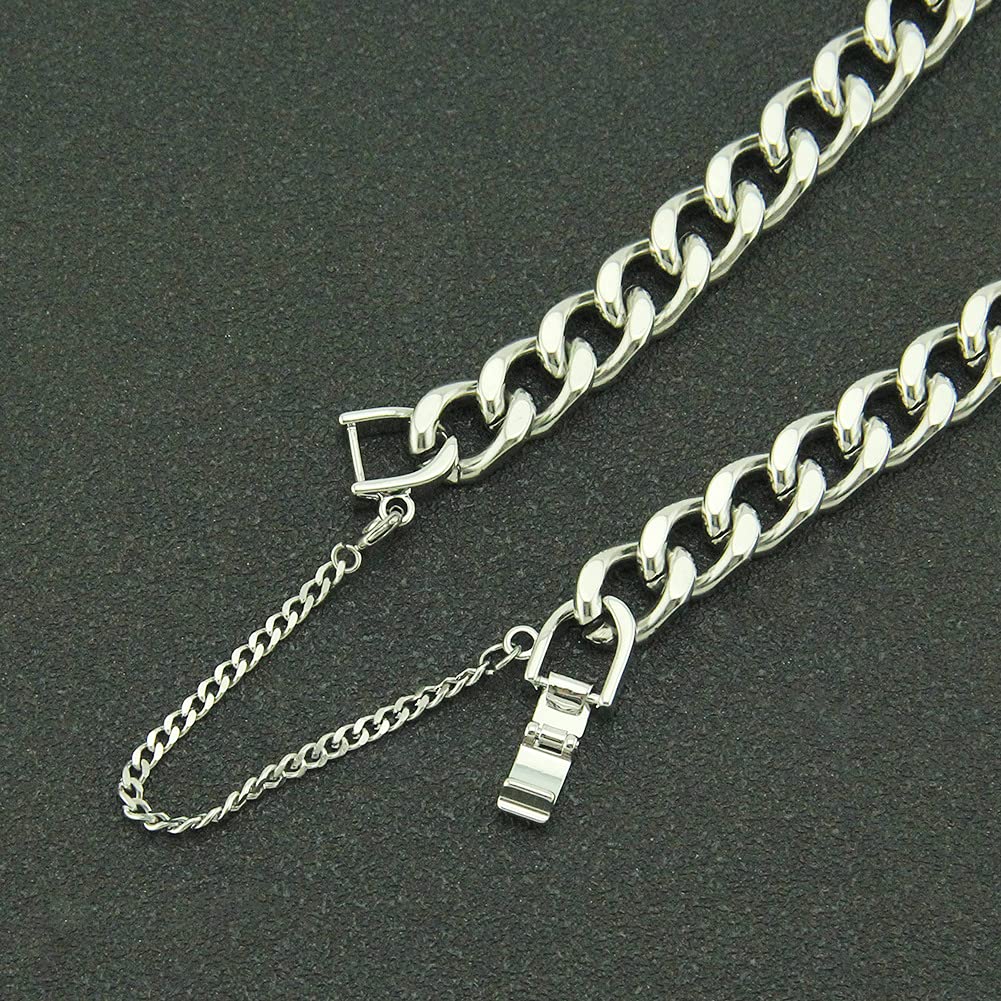 Rockyu ブレスレット メンズ 喜平チェーン シルバー ステンレス 太め 幅10mm