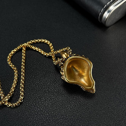 Rockyu ドラゴンヘッドネックレス ステンレス製 ロングチェーン