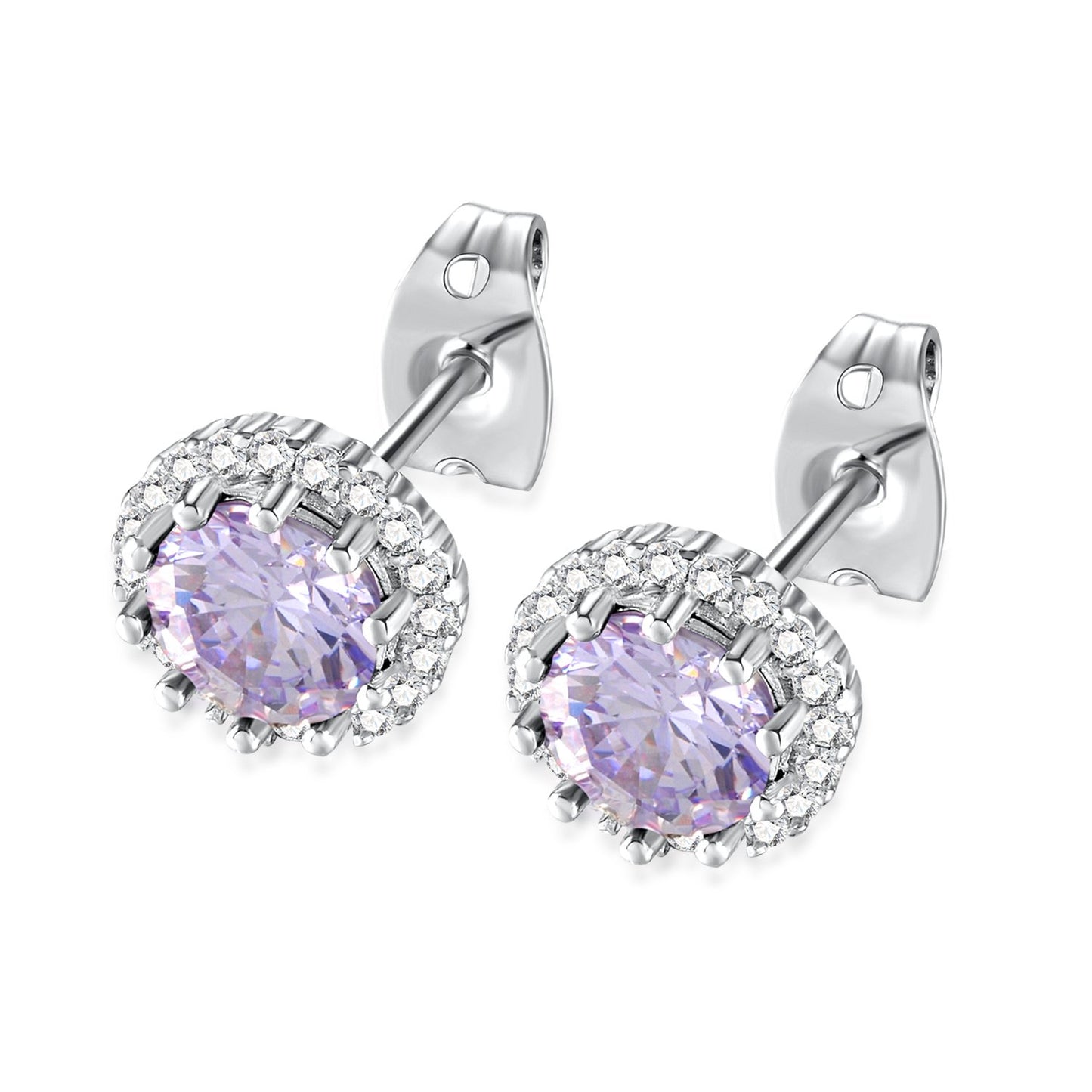 Rockyu ピアス レディース スタッド 一粒ジルコニア 丸型 シルバー キャッチ付き