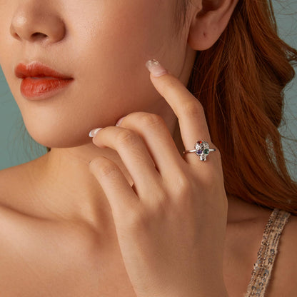 Rockyu シルバー925 スカルリング レディース フリーサイズ ホラー＆ジュエリーデザイン