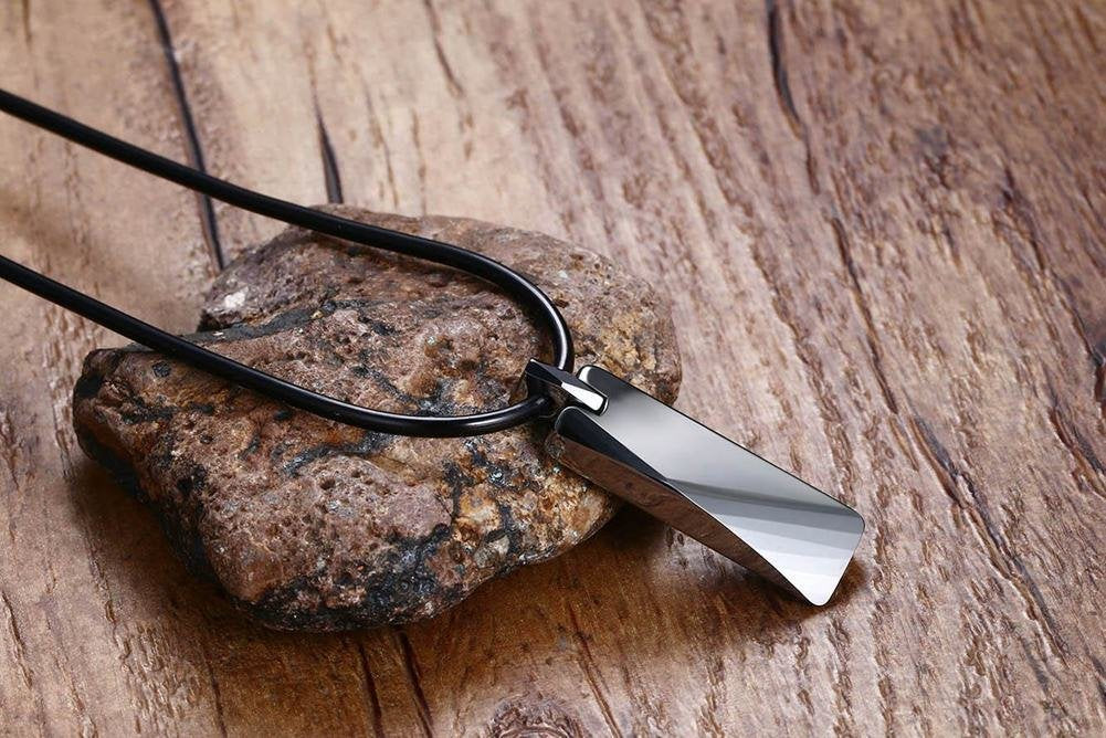 Rockyu ネックレス メンズ タングステン 幾何プレート ミラー仕上げ