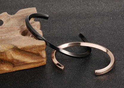 Rockyu ペアバングル｜シンプル＆ツイストデザイン チタン＆ステンレス製ブレスレット