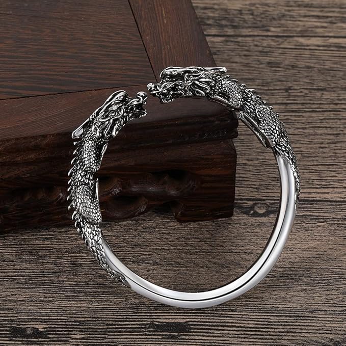 Rockyu 貔貅バングル シルバー開運ブレスレット 男女兼用 厄除け守護アクセサリー