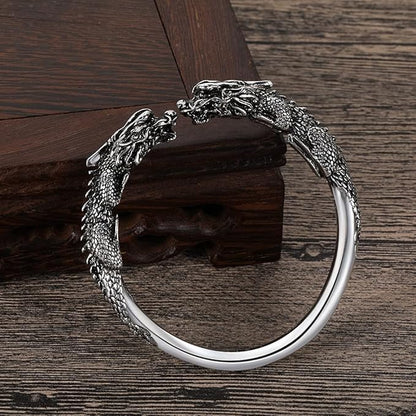 Rockyu 貔貅バングル シルバー開運ブレスレット 男女兼用 厄除け守護アクセサリー