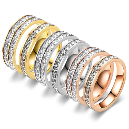 Rockyu エタニティリング レディース チタン ジルコニア ゴールド シルバー 4mm 6mm 8mm おしゃれ プレゼント