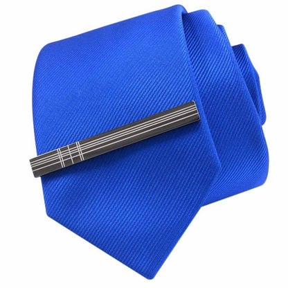 Rockyu ネクタイピン＆カフスセット｜ステンレス製 スタイリッシュラインデザイン