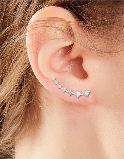 Rockyu スタークリップピアス レディース｜S925＆キュービックジルコニアの7連星イヤーカフ