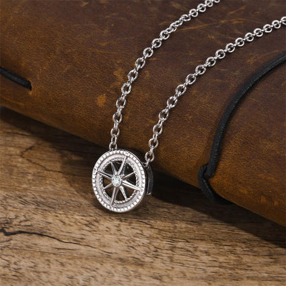 Rockyu ネックレス メンズ 八芒星 ペンダント シルバー＆ブラック ジルコニア ステンレス 金属アレルギー対応