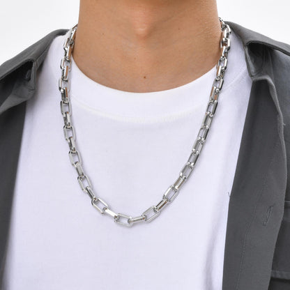 Rockyu ネックレス メンズ ステンレススチール シルバー ロングチェーン 太め ヒップホップ カジュアル アクセサリー