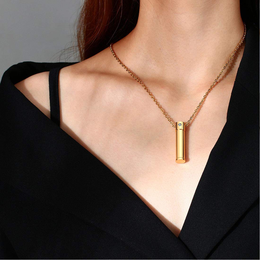 Rockyu メモリアルペンダント 遺骨入れ ステンレス製 メンズ 高級鏡面仕上げ