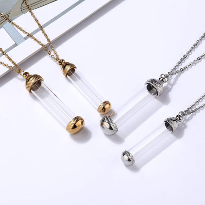 Rockyu メモリアルネックレス 遺骨ペンダント チタンとガラス製 男女兼用 想いを繋ぐアクセサリー