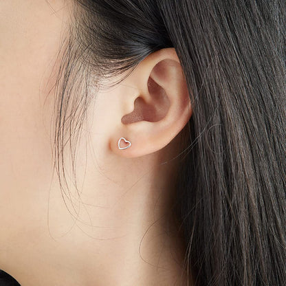 Rockyu ピアス レディース ハート シルバー925 ボールキャッチ 金属アレルギー対応