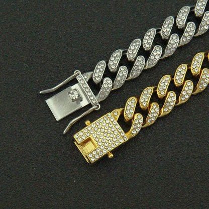 Rockyu ブレスレット メンズ 喜平チェーン ジルコニア 太め ヒップホップ 金銀3色展開