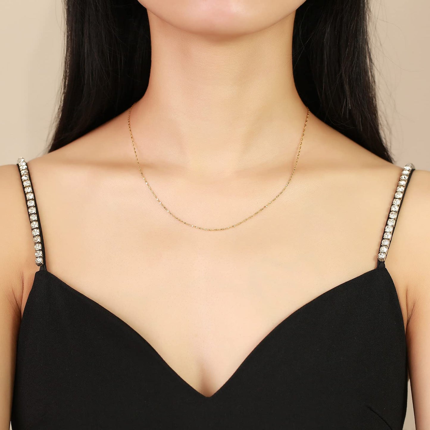 Rockyu ネックレス レディース ゴールド シルバー ステンレス 細チェーン アレルギー対応