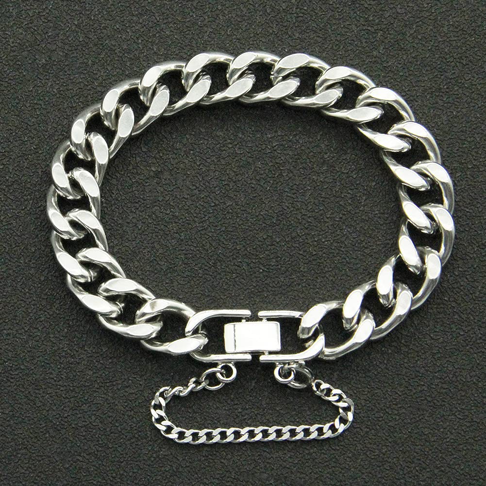 Rockyu ブレスレット メンズ 喜平チェーン シルバー ステンレス 太め 幅10mm