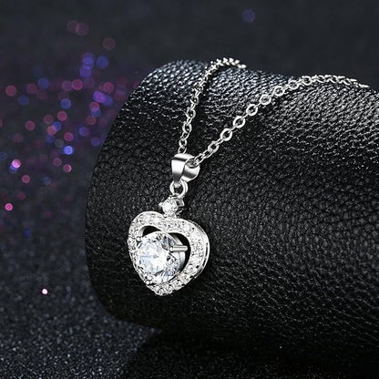 Rockyu ネックレス レディース シルバー925 一粒ジルコニア ハートペンダント