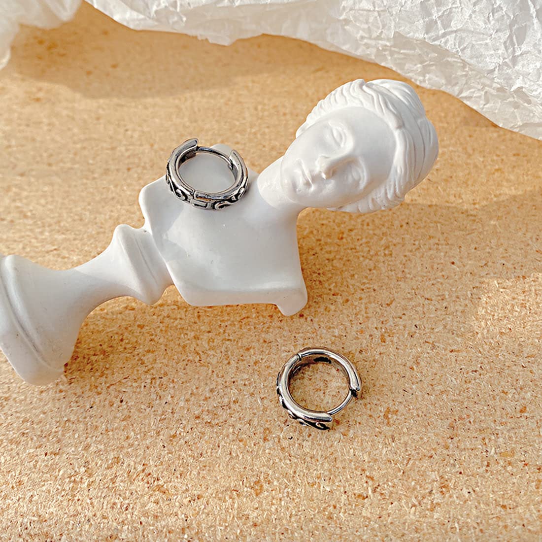 Rockyu 藤紋様ステンレスフープピアス レディース メンズ